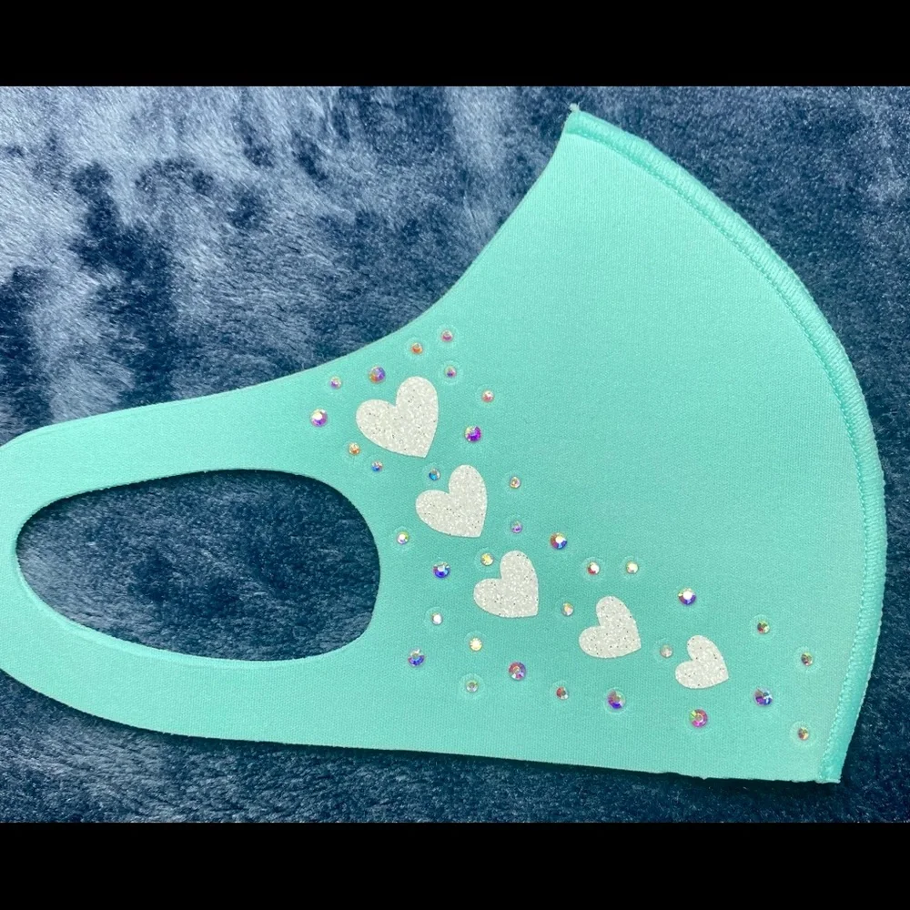 Hearts rhinestone face mask
